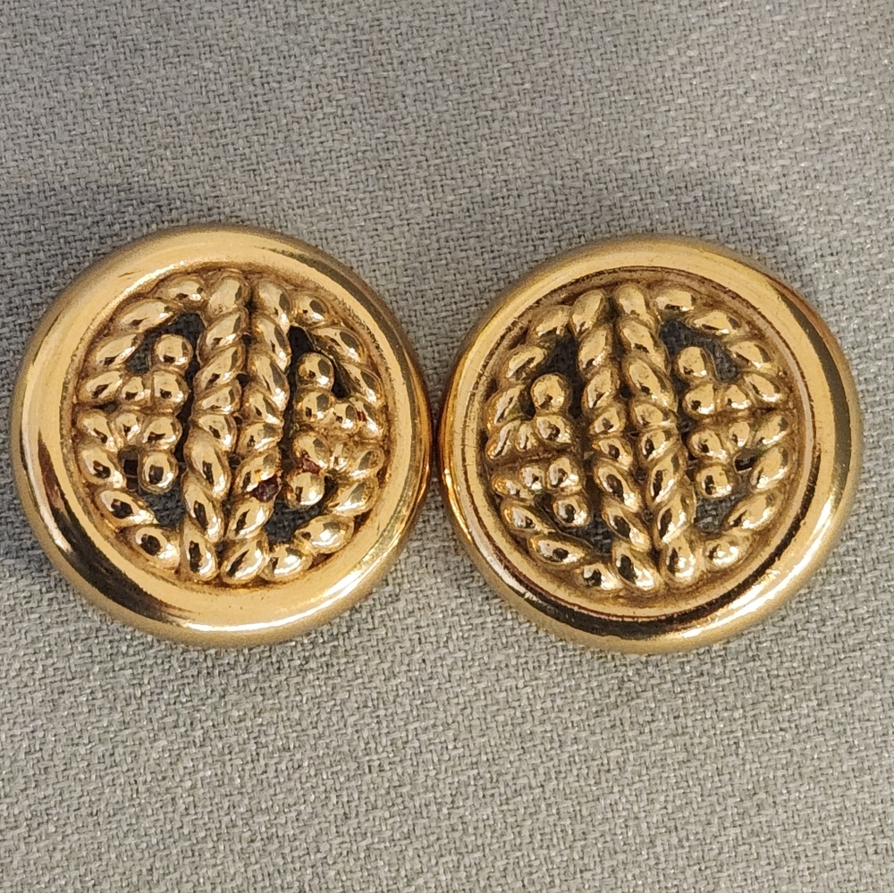 VTG GIVENCHY Gold Button Clip-on Earrings